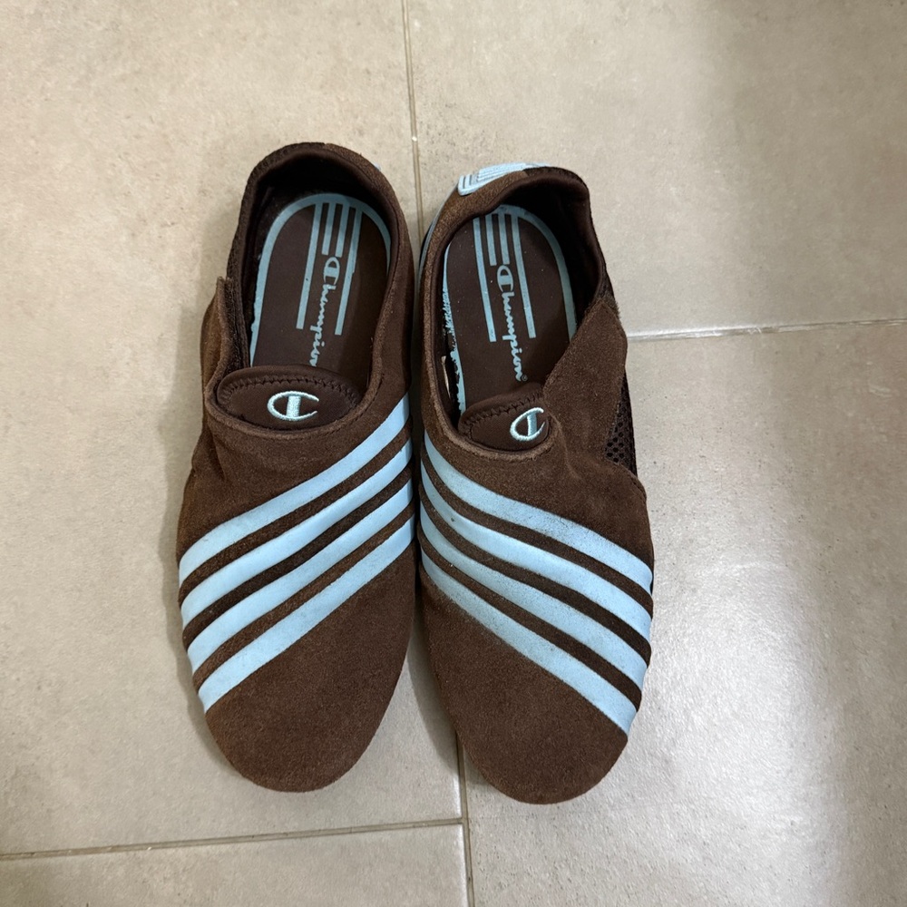 Champion Brown Suede Blue Sneakers